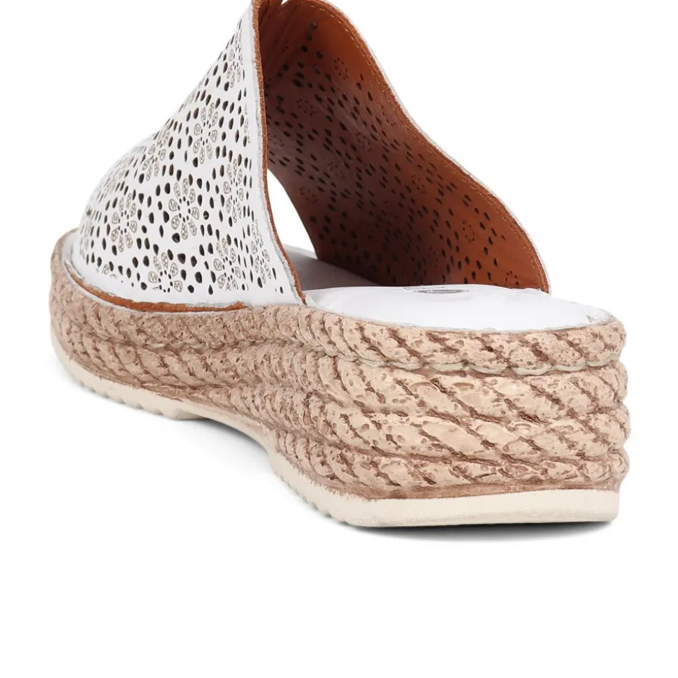 Leather Platform Mule Sandals - White