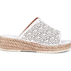 Leather Platform Mule Sandals - White