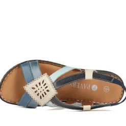 Leather Slingback Sandals - Blue Multi