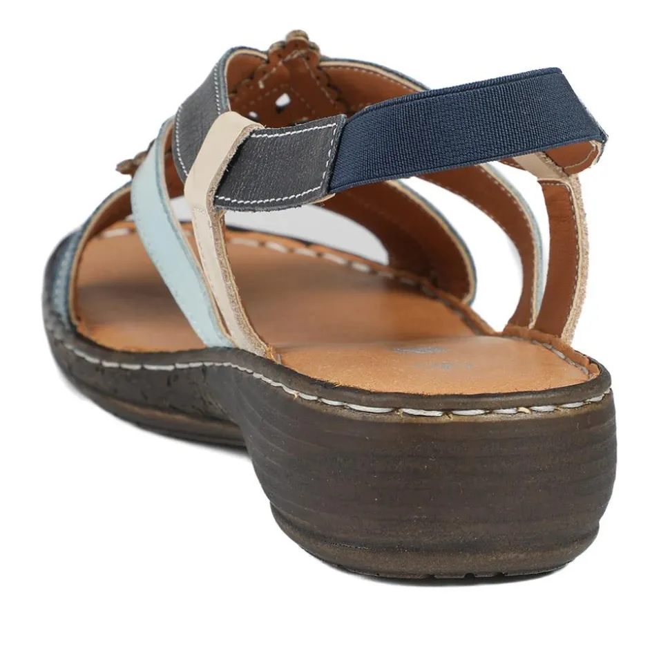 Leather Slingback Sandals - Blue Multi