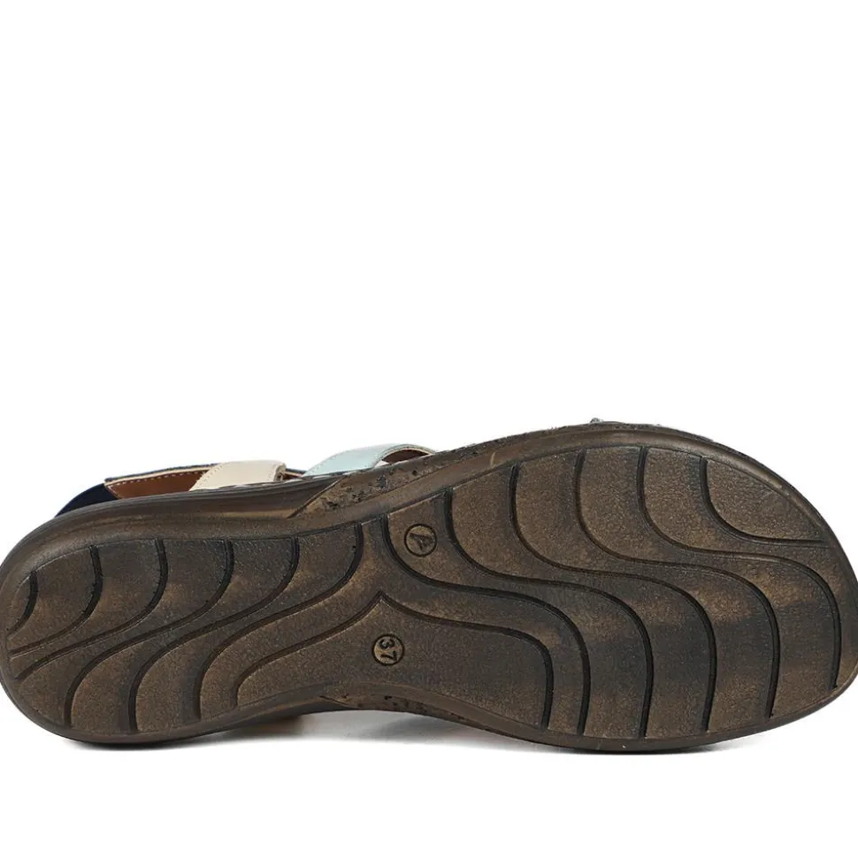 Leather Slingback Sandals - Blue Multi