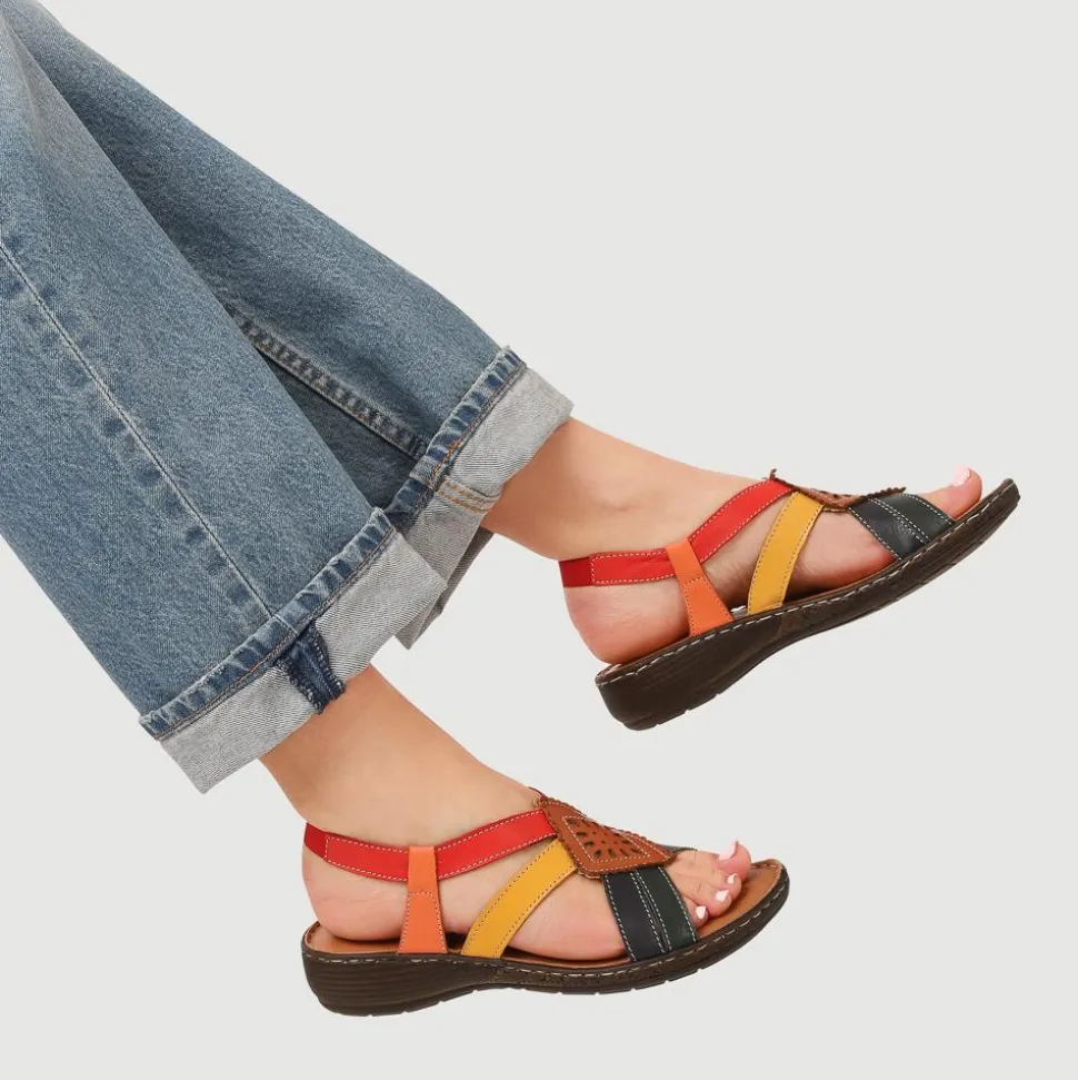 Leather Slingback Sandals - Multi