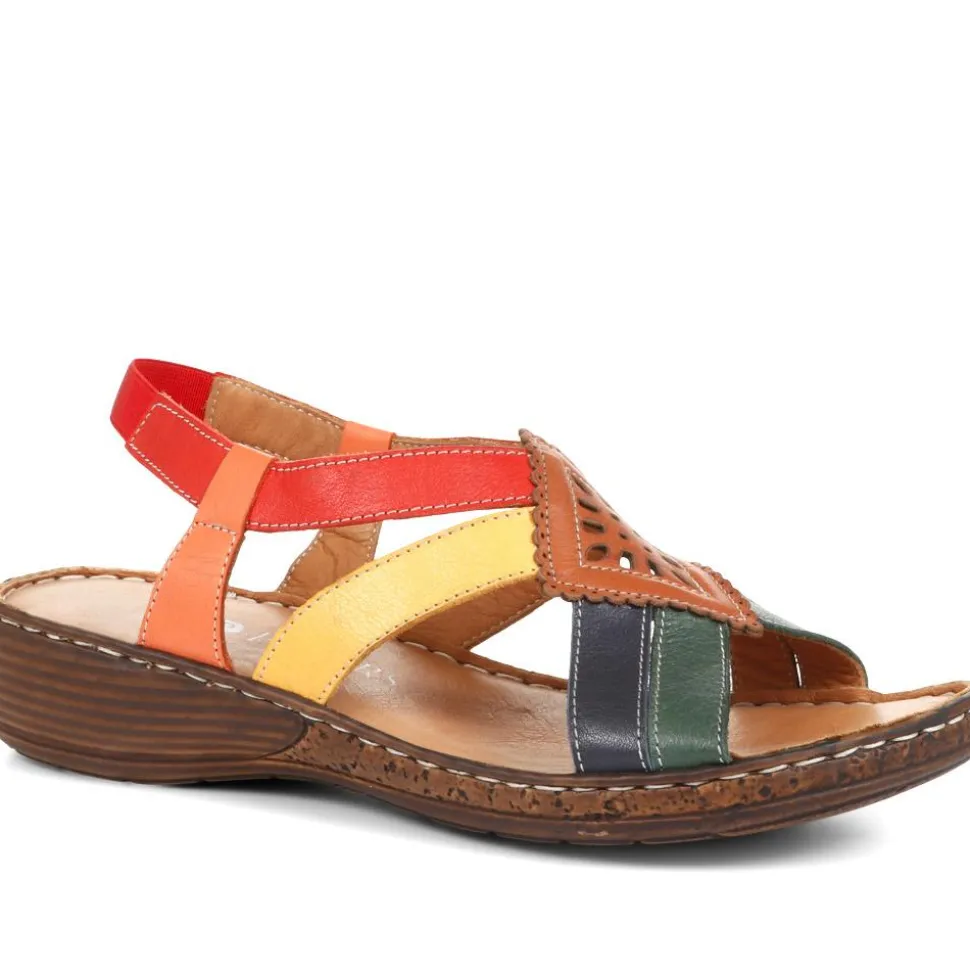 Leather Slingback Sandals - Multi
