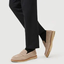 Leather Slip-On Casual Shoes - Beige