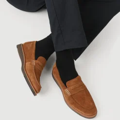 Leather Slip-On Casual Shoes - Cognac