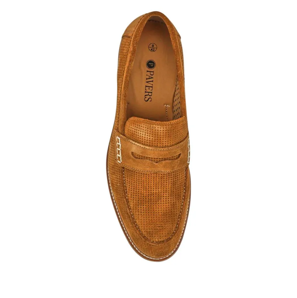 Leather Slip-On Casual Shoes - Cognac