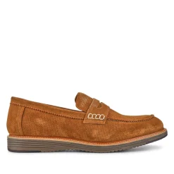 Leather Slip-On Casual Shoes - Cognac