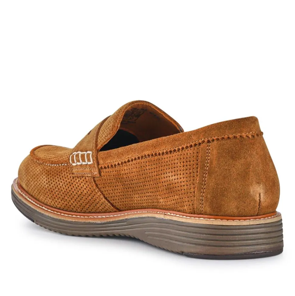 Leather Slip-On Casual Shoes - Cognac