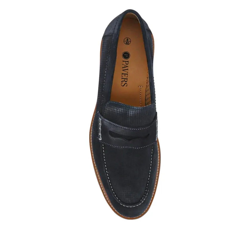 Leather Slip-On Casual Shoes - Navy
