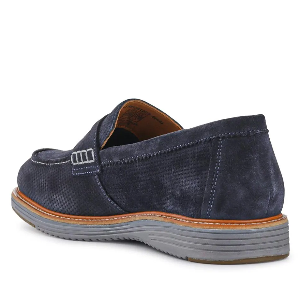 Leather Slip-On Casual Shoes - Navy