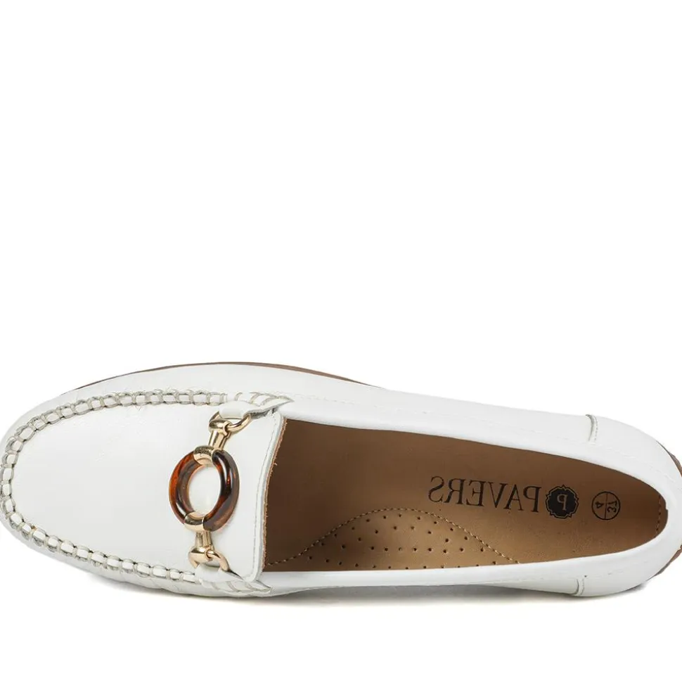 Leather Slip On Moccasin Shoe - White