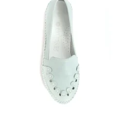 Leather Slip-On Pumps - Pale Blue