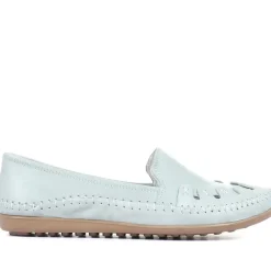 Leather Slip-On Pumps - Pale Blue