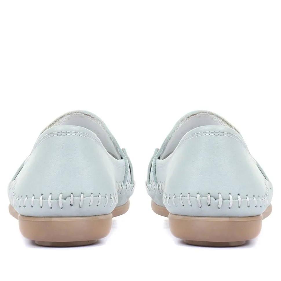 Leather Slip-On Pumps - Pale Blue