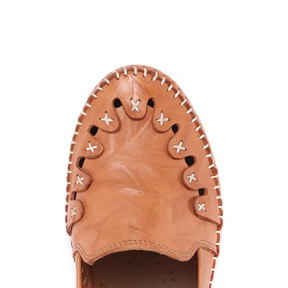 Leather Slip-On Pumps - Tan