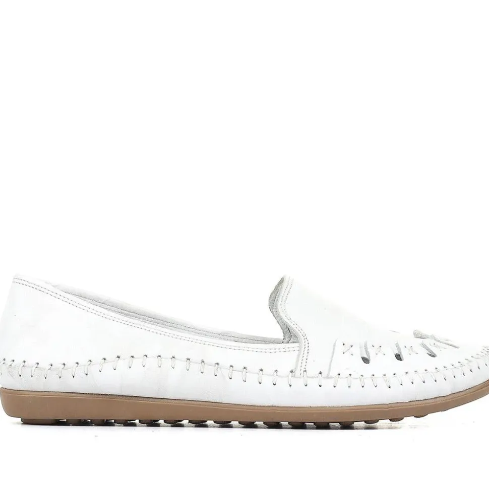 Leather Slip-On Pumps - White