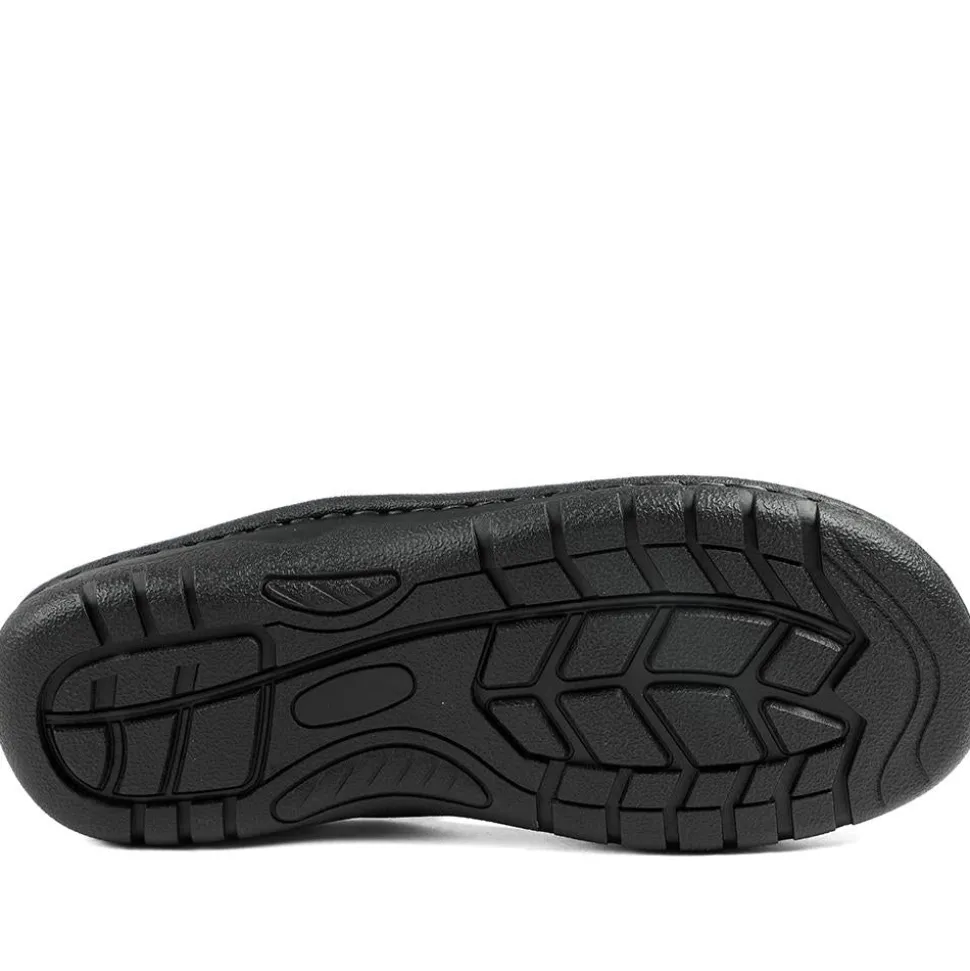 Leather Slip On Sandals - Black