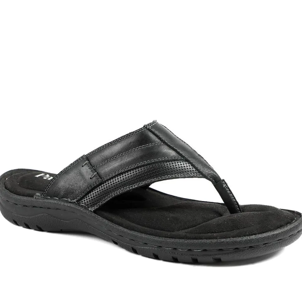 Leather Slip On Sandals - Black