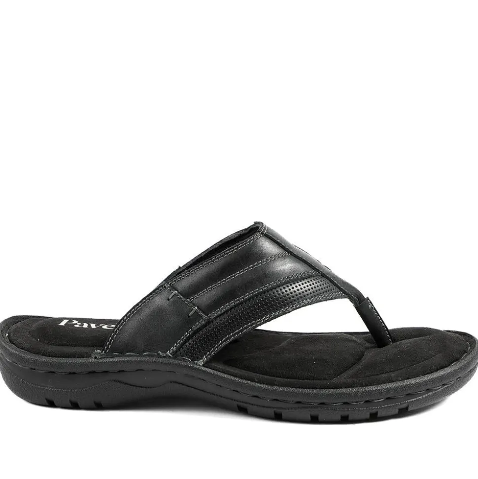 Leather Slip On Sandals - Black