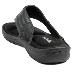 Leather Slip On Sandals - Black