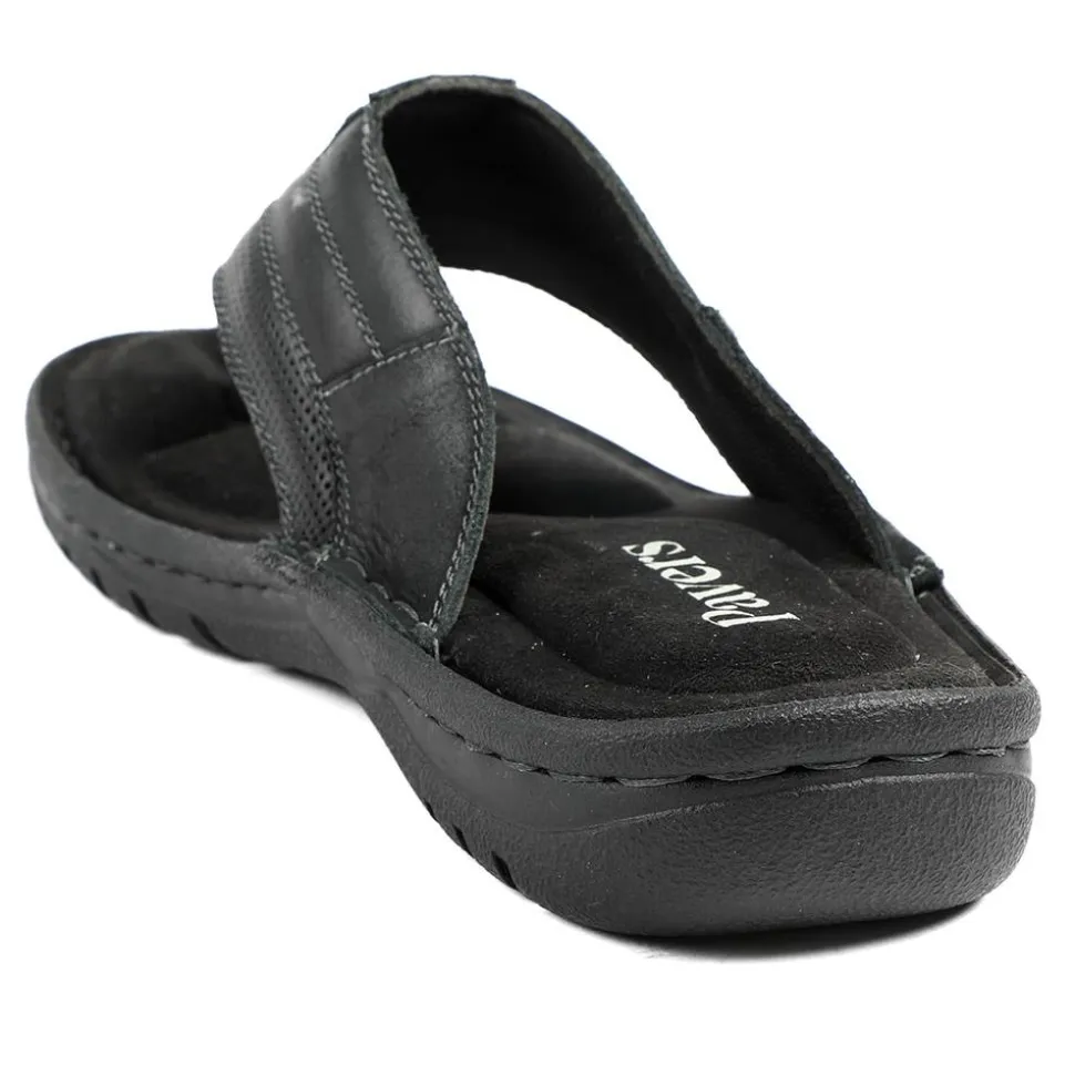 Leather Slip On Sandals - Black