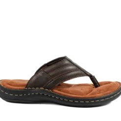 Leather Slip On Sandals - Dark Brown