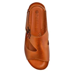 Leather Slip-On Sandals - Tan