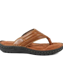 Leather Slip On Sandals - Tan