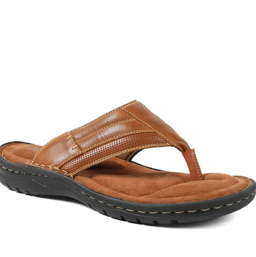 Leather Slip On Sandals - Tan