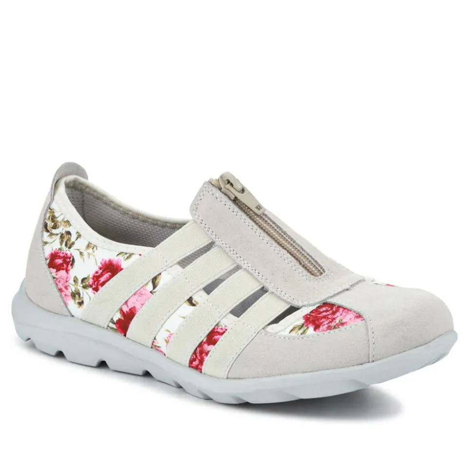 Leather Slip-On Shoes - Beige-Floral