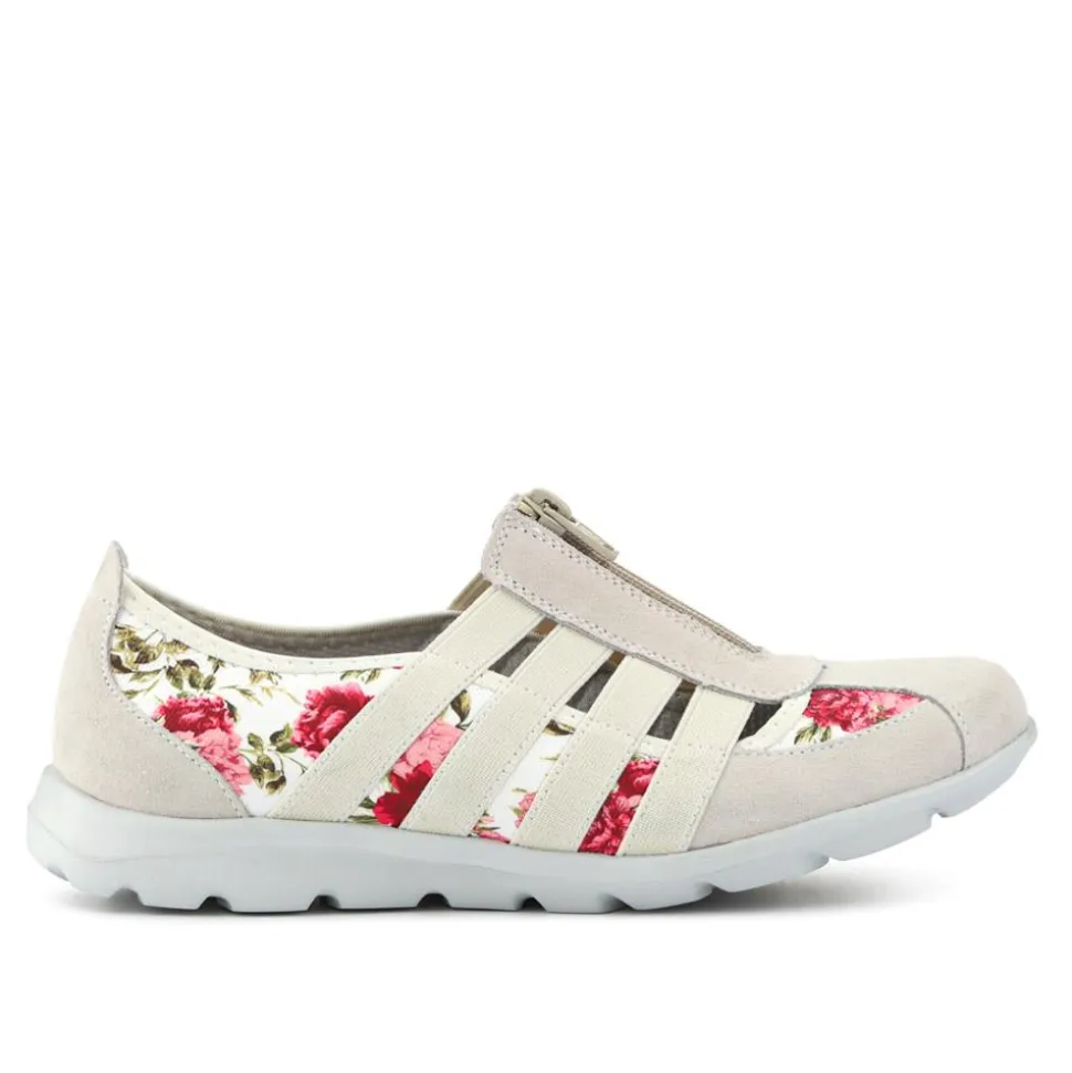 Leather Slip-On Shoes - Beige-Floral