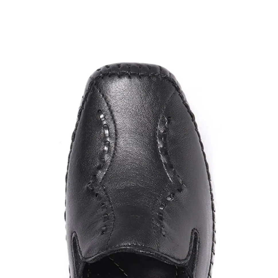 Leather Slip On Shoes - Black