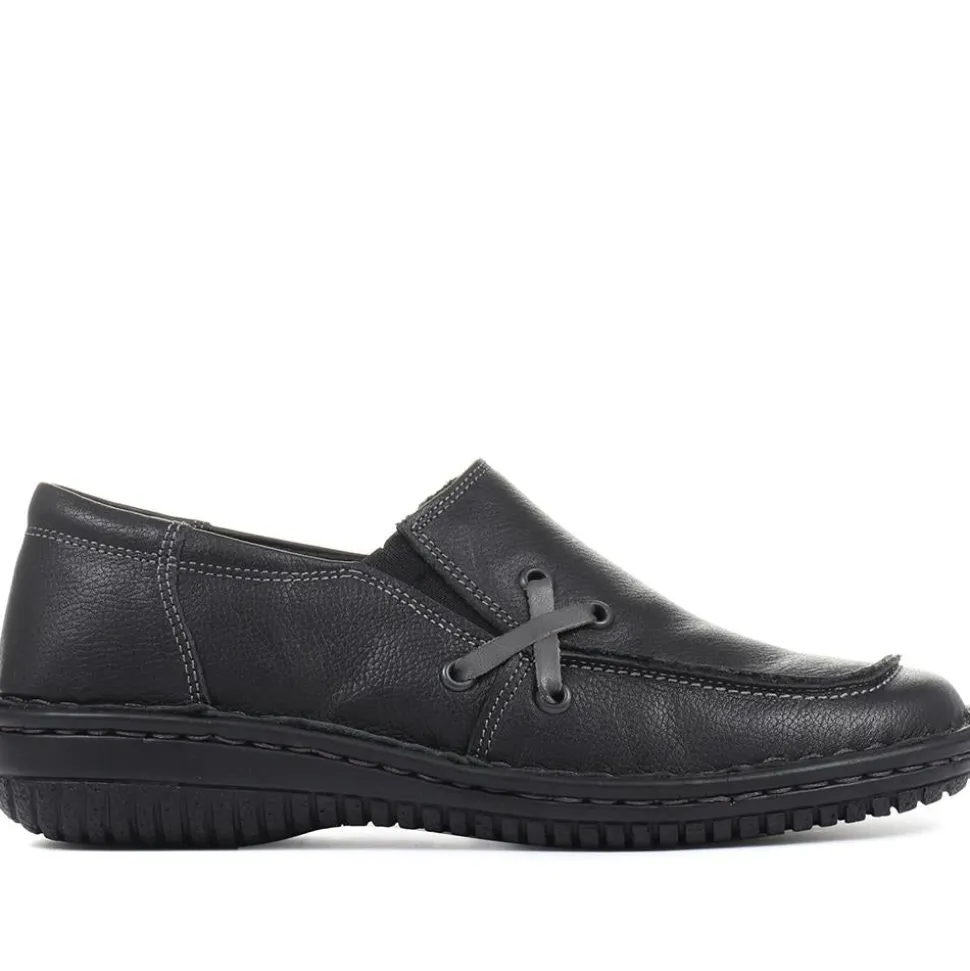 Leather Slip On Shoes - Black