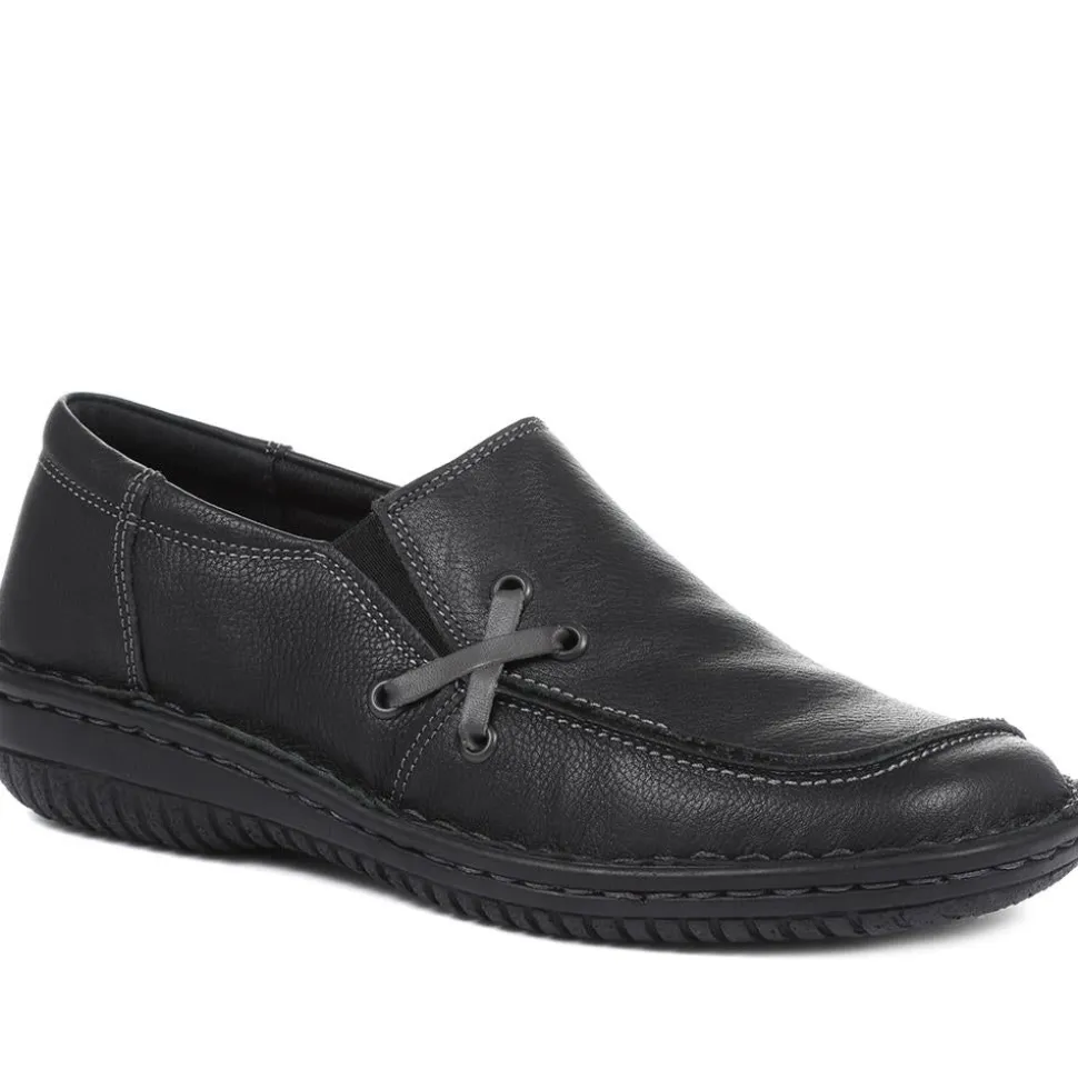 Leather Slip On Shoes - Black