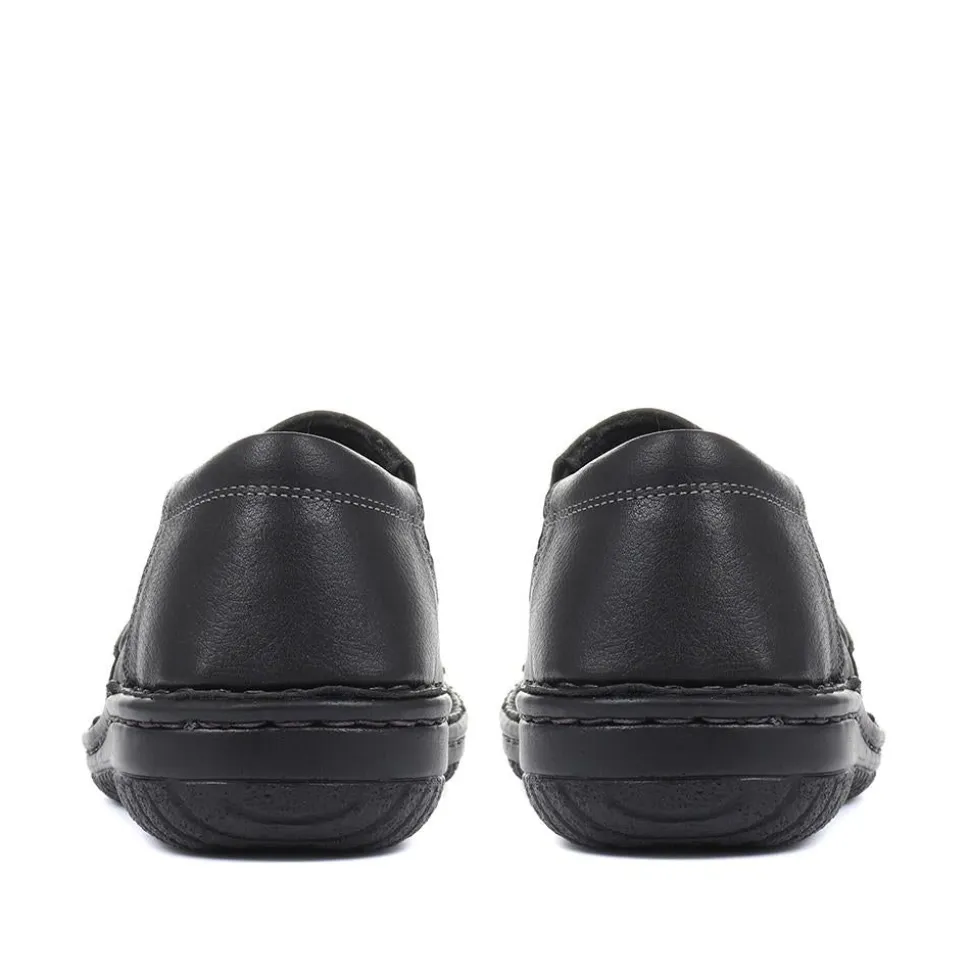 Leather Slip On Shoes - Black