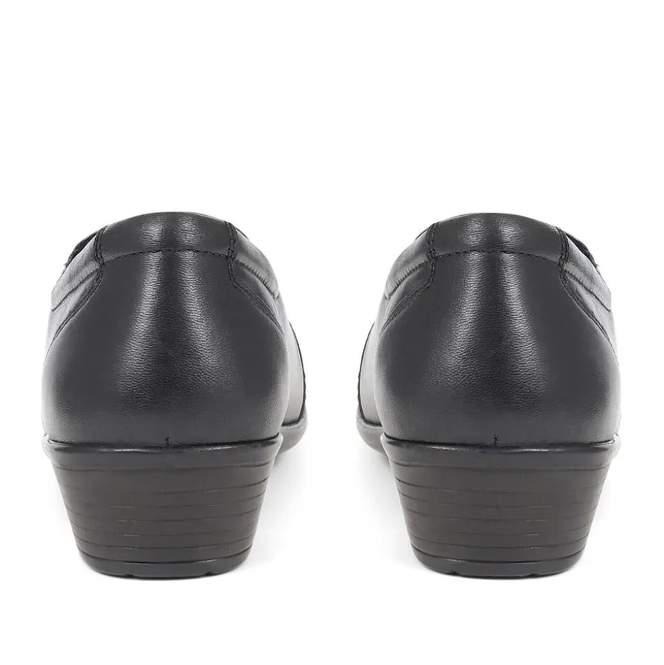 Leather Slip On Shoes - Black
