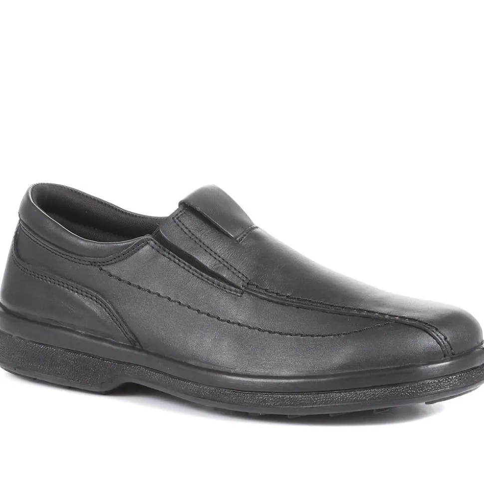 Leather Slip On Shoes - Black