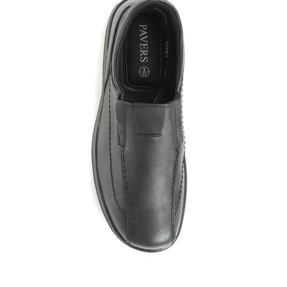 Leather Slip On Shoes - Black