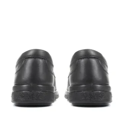 Leather Slip On Shoes - Black