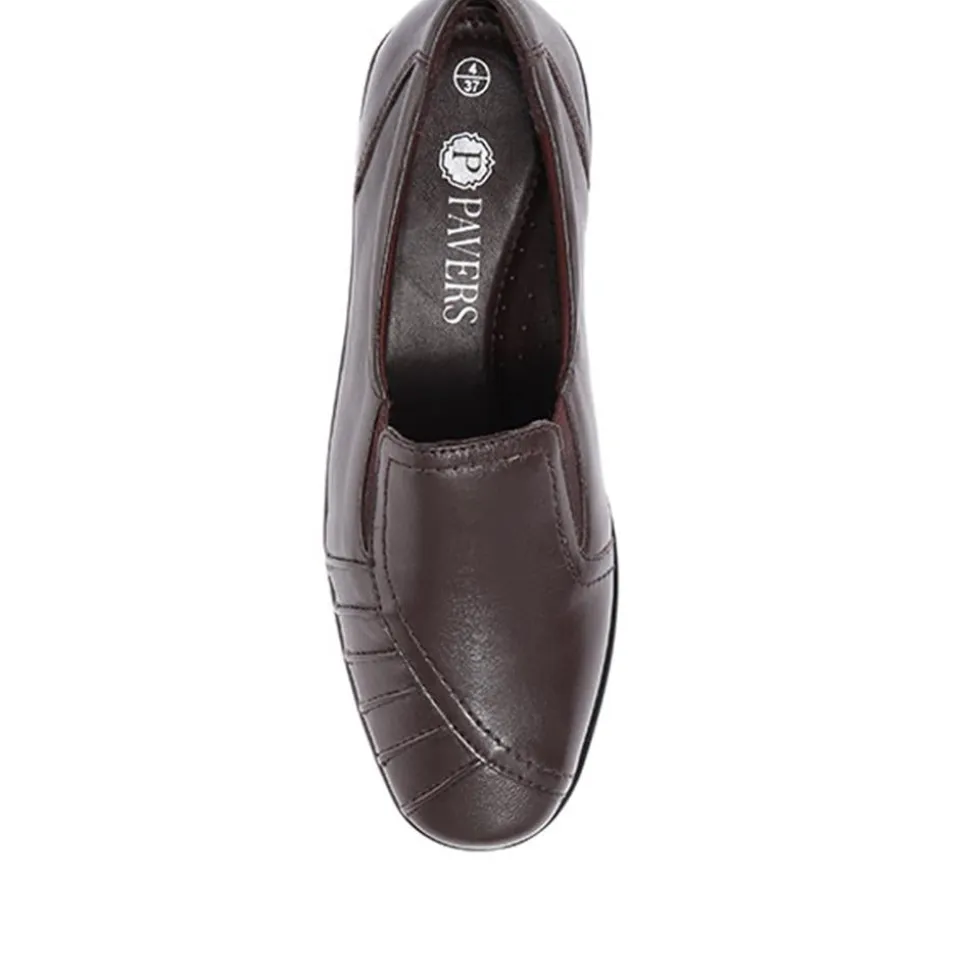 Leather Slip On Shoes - Brown