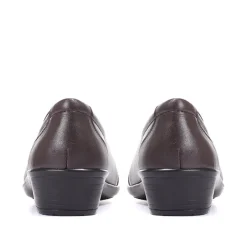 Leather Slip On Shoes - Brown