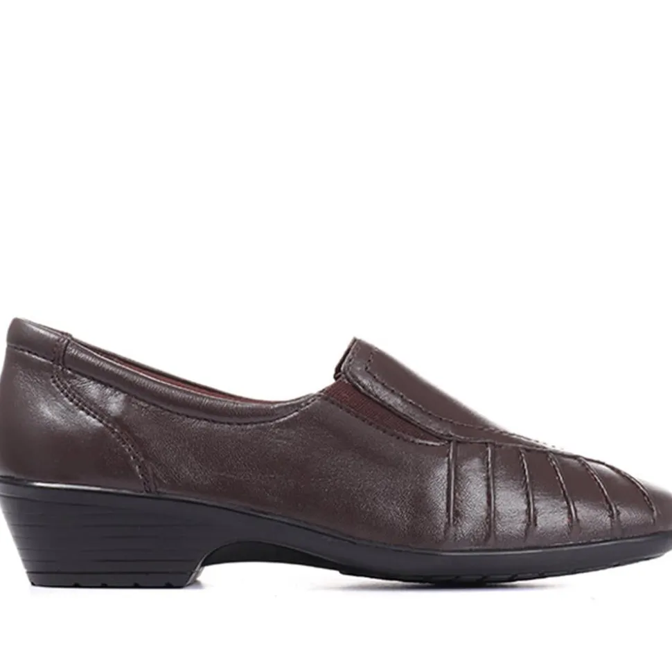 Leather Slip On Shoes - Brown