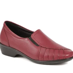 Leather Slip On Shoes - Burgundy