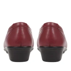 Leather Slip On Shoes - Burgundy