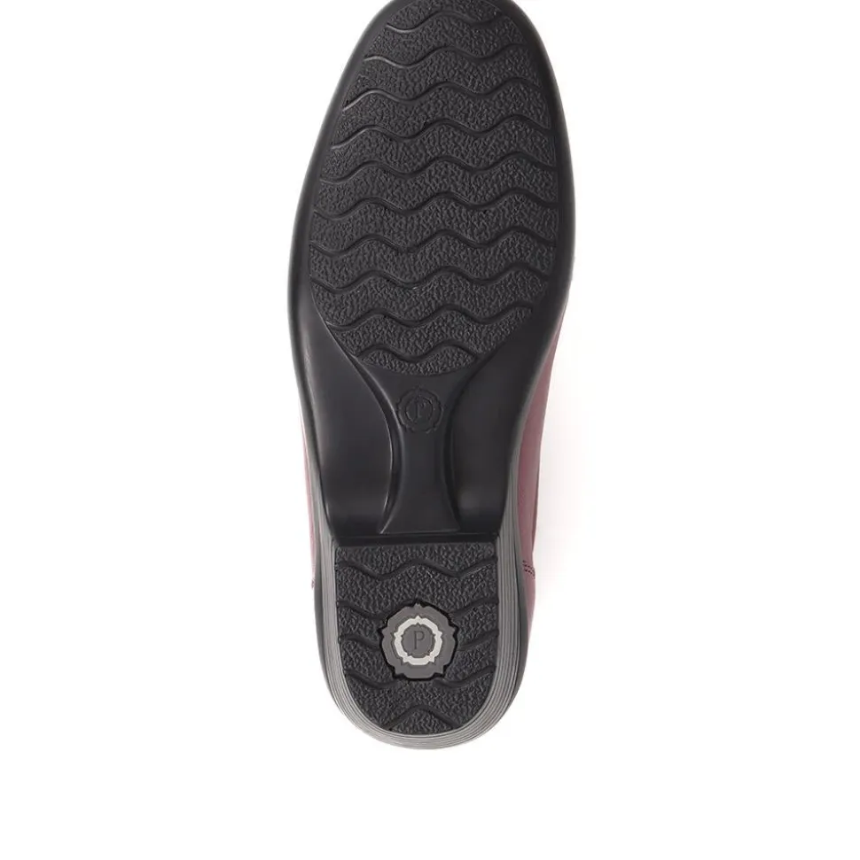 Leather Slip On Shoes - Burgundy