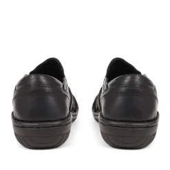 Leather Slip On Shoes for Women - Black