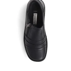 Leather Slip On Shoes for Women - Black
