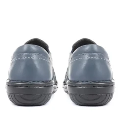 Leather Slip On Shoes for Women - Navy