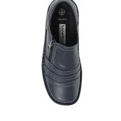 Leather Slip On Shoes for Women - Navy
