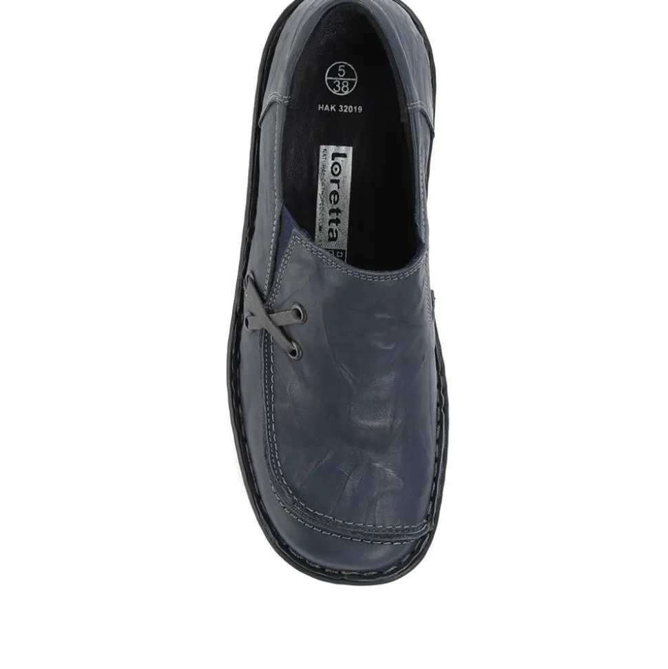 Leather Slip On Shoes - Navy